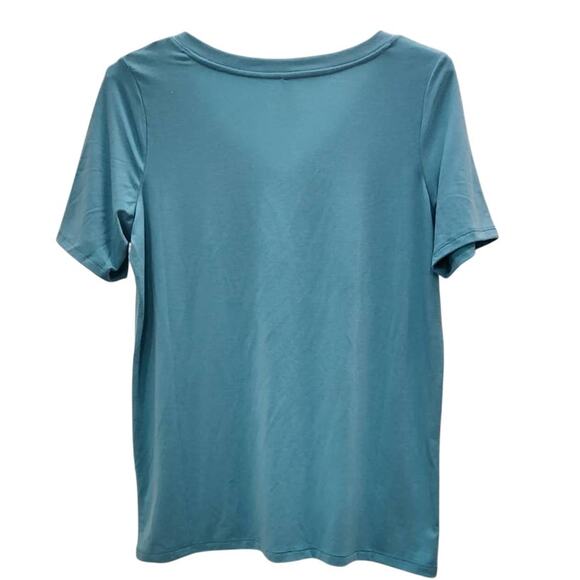 Zenana Premium Women's Pullover Soft V-Neck Short-Sleeve Top Aqua 1X - Picture 3 of 3